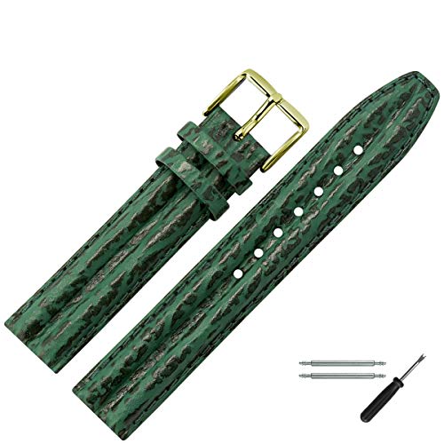 MARBURGER Uhrenarmband 20mm Leder Grün Hai - Werkzeug Montage Set 6242061000220 von MARBURGER