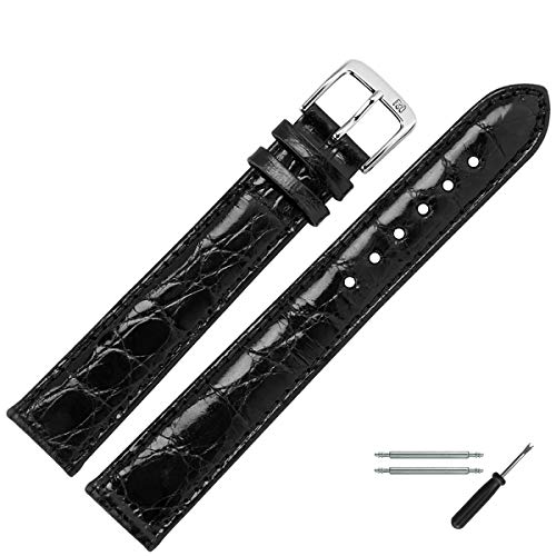 MARBURGER Uhrenarmband 18mm Leder Schwarz Kroko XL - Werkzeug Montage Set 8311810000120 von MARBURGER