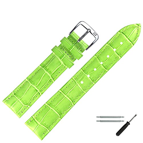 MARBURGER Uhrenarmband 12mm Leder Grün Alligator - Werkzeug Montage Set 1431262000120 von MARBURGER