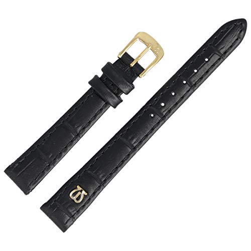 MARBURGER Uhrenarmband 12mm Leder Schwarz Alligator Prägung Mit Naht - Werkzeug Montage Set 5281210000220 von MARBURGER