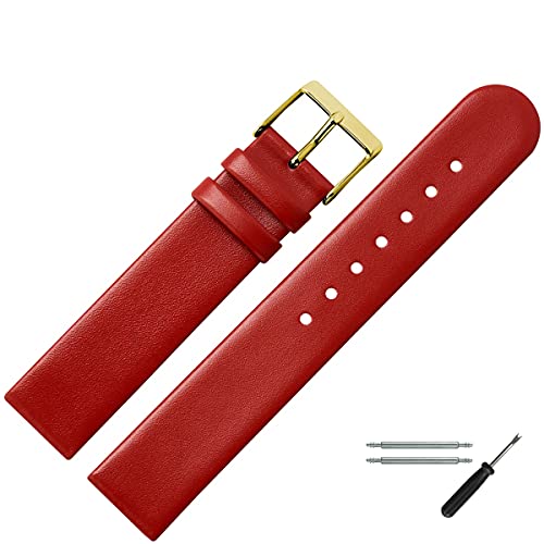 MARBURGER Uhrenarmband 14mm Leder Rot - Werkzeug Montage Set 7611440000220 von MARBURGER