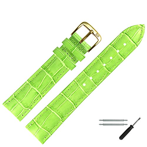 MARBURGER Uhrenarmband 14mm Leder Grün Alligator - Werkzeug Montage Set 1431462000220 von MARBURGER