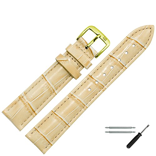 MARBURGER Uhrenarmband 18mm Leder Beige Gold Alligator Prägung Mit Naht - Montage Set 1431821000220 MARBURGER Uhrenarmband 18mm Leder Beige Gold Alligator Prägung Mit Naht - Montage Set 1431821000220 von MARBURGER