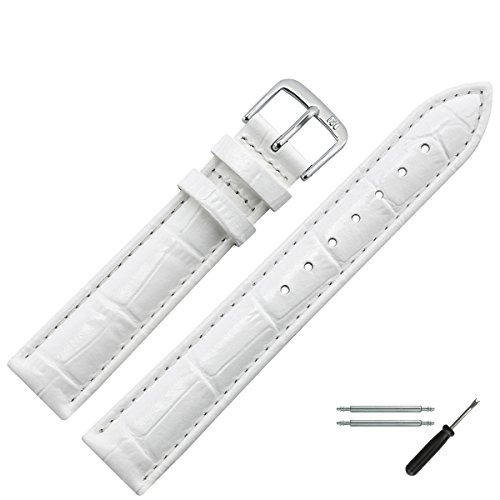 MARBURGER Uhrenarmband 20mm Leder Weiss Alligator - Werkzeug Montage Set 1432020000120 von MARBURGER