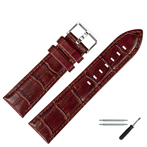 MARBURGER Uhrenarmband 22mm Leder Braun Alligator - Werkzeug Montage Set 7892232000120 von MARBURGER