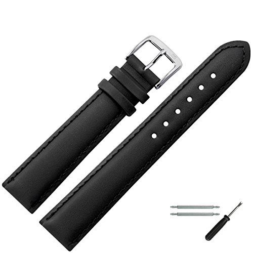 MARBURGER Uhrenarmband 24mm Leder Schwarz - Uhrband Set 7942410000120 von MARBURGER