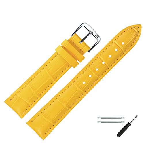 MARBURGER Uhrenarmband 16mm Leder Gelb Alligator - Werkzeug Montage Set 1431645000120 von MARBURGER