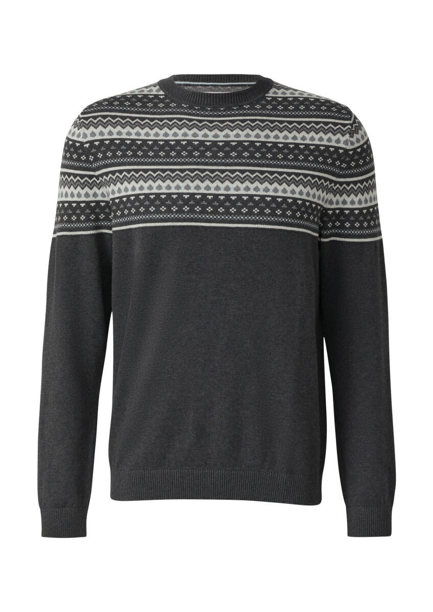 s.Oliver Red Label - Baumwollpullover mit Norwegermuster grau - Gr. - S von s.Oliver Red Label