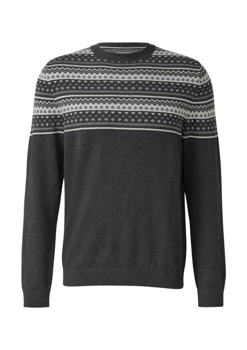 s.Oliver Red Label - Baumwollpullover mit Norwegermuster grau - Gr. - S von s.Oliver Red Label