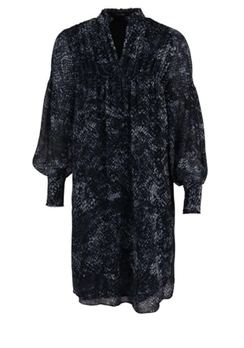 Marc Aurel Kleid Langarm Kelchkragen Rüschen Muster Navy Größe 40 von Marc Aurel