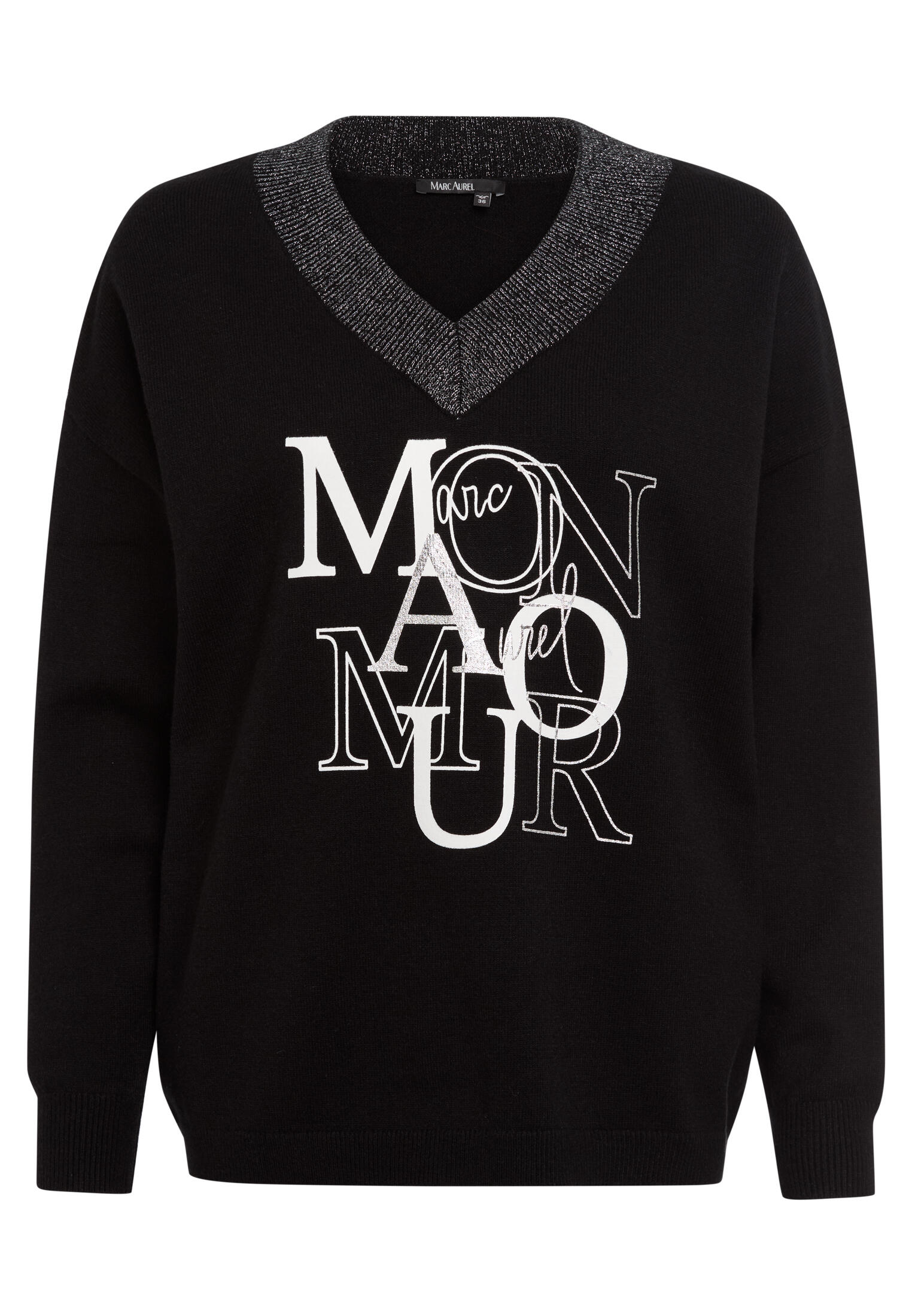 Marc Aurel - Pullover mit Motto-Print black varied - Gr. - 44 von Marc Aurel