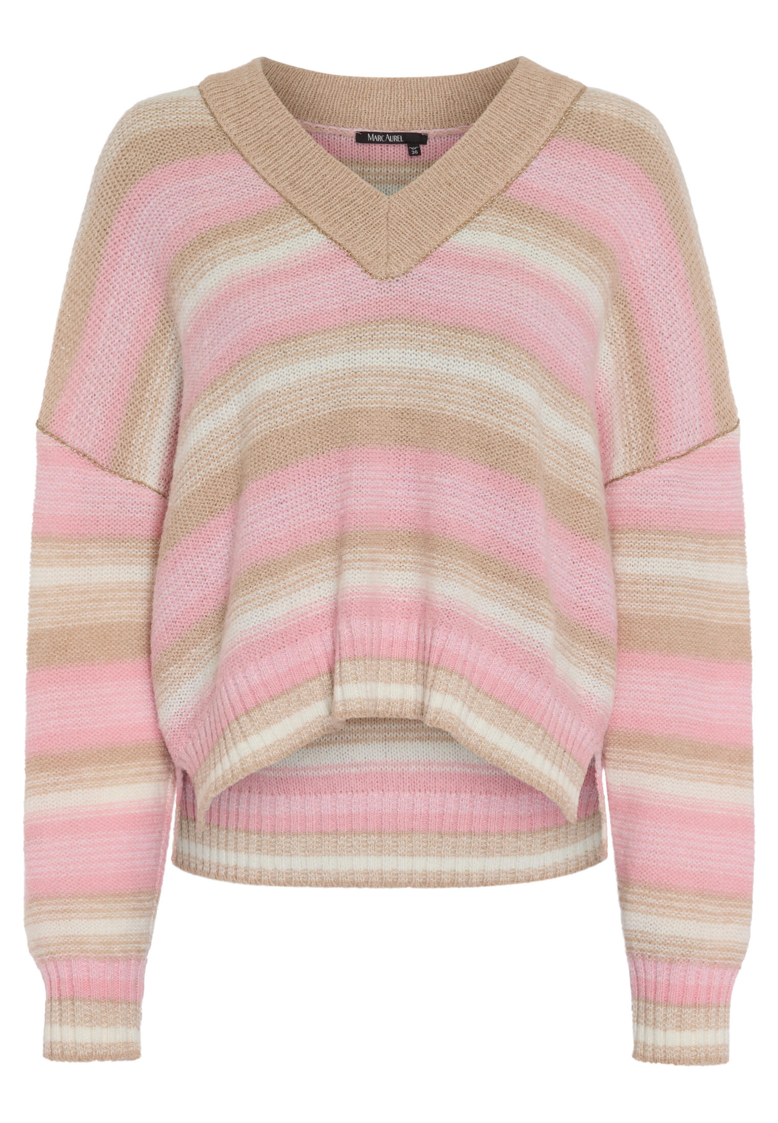 Marc Aurel - Pullover mit Pastell-Ringel off white dark blush varied - Gr. - 42 von Marc Aurel