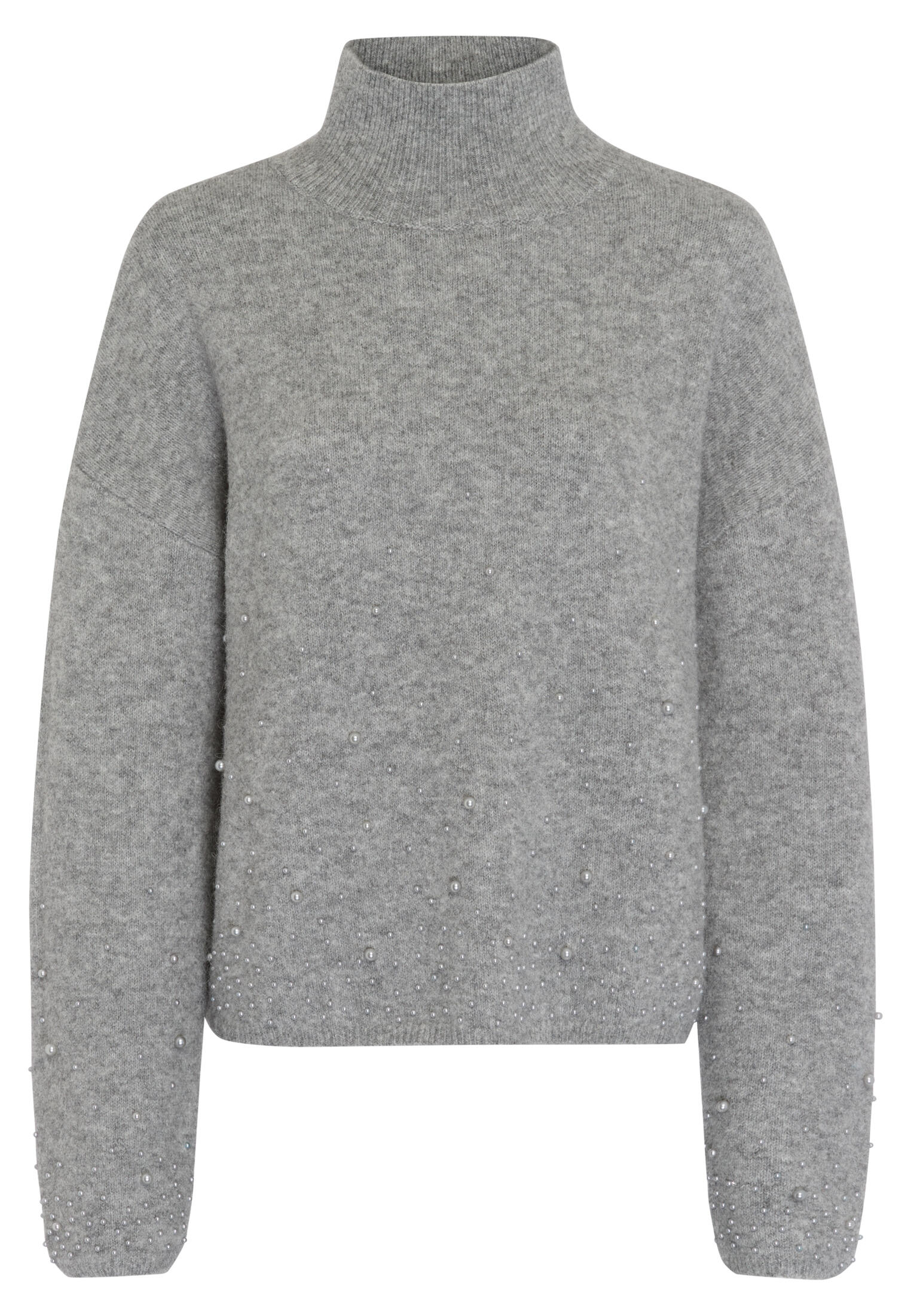 Marc Aurel - Pullover mit Perlen-Applikation mid grey melange - Gr. - 38 von Marc Aurel