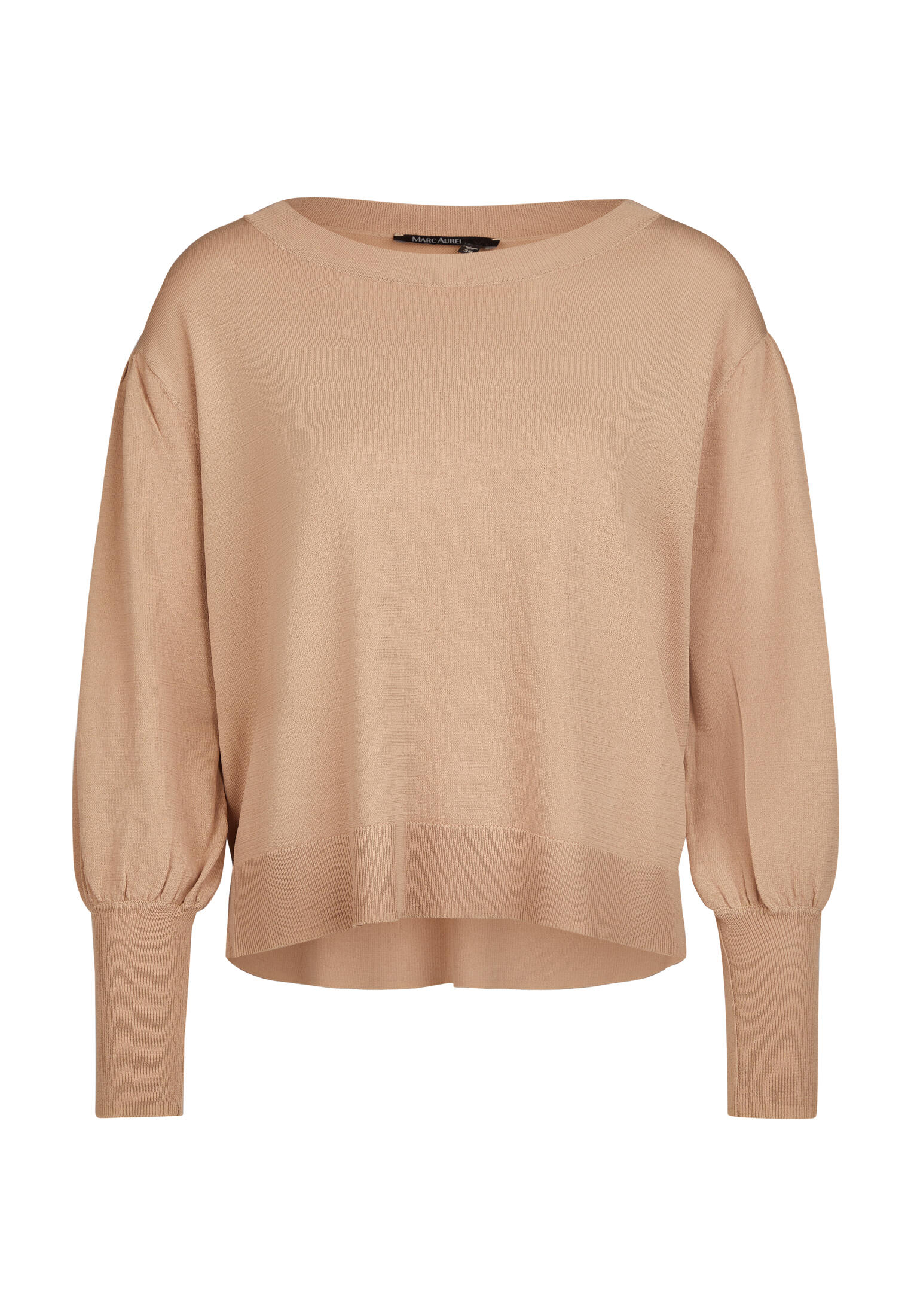 Marc Aurel - Rundhalspullover mit bauschigen Ärmeln sand - Gr. - 36 von Marc Aurel