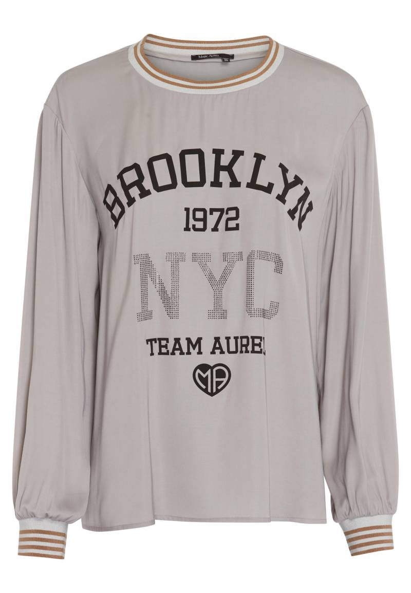 Marc Aurel - Satin-Top mit College-Print light grey varied - Gr. - 38 von Marc Aurel