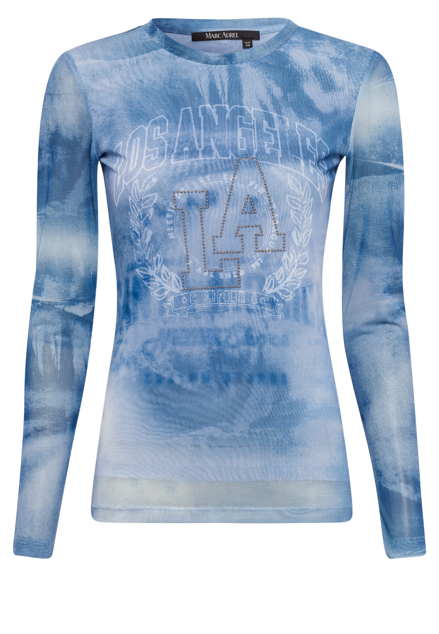Marc Aurel - Shirt mit Denim-Alloverprint blue varied - Gr. - 44 von Marc Aurel