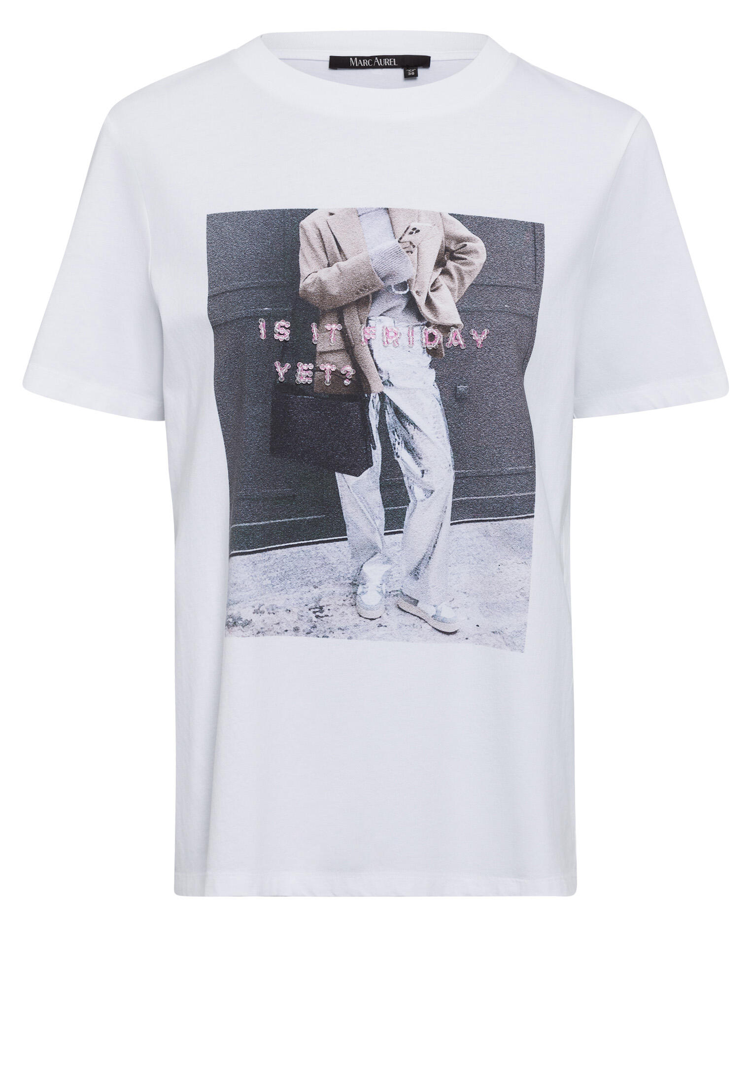 Marc Aurel - T-Shirt mit Fotoprint und Dekostick white varied - Gr. - 38 von Marc Aurel