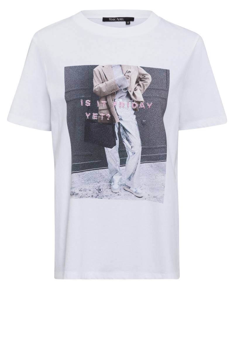 Marc Aurel - T-Shirt mit Fotoprint und Dekostick white varied - Gr. - 38 von Marc Aurel