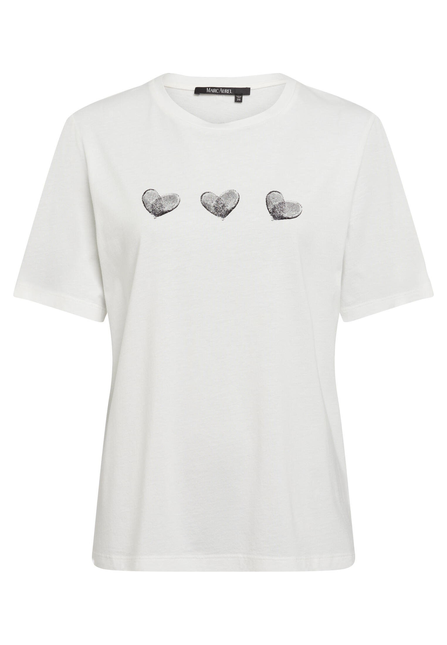 Marc Aurel - T-Shirt mit Herz Print offwhite varied - Gr. - 38 von Marc Aurel