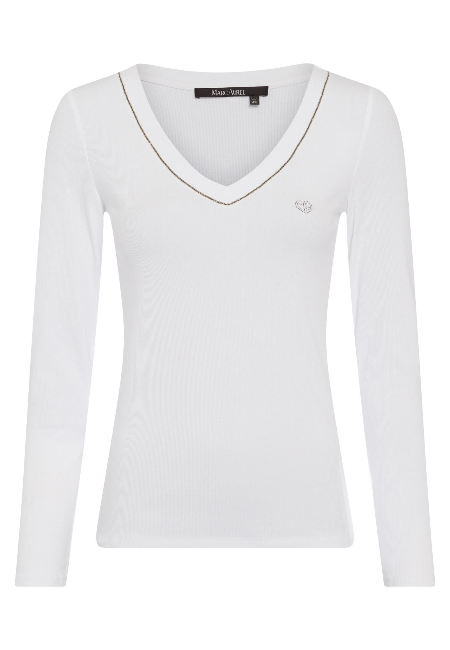 Marc Aurel - T-Shirt mit Schmuckketten-Detail white - Gr. - 46 von Marc Aurel