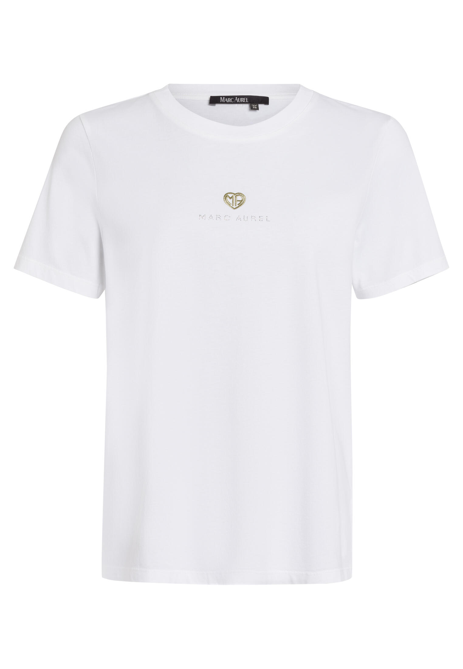 Marc Aurel - T-Shirt mit Stickerei und Strass-Logo white varied - Gr. - 40 von Marc Aurel