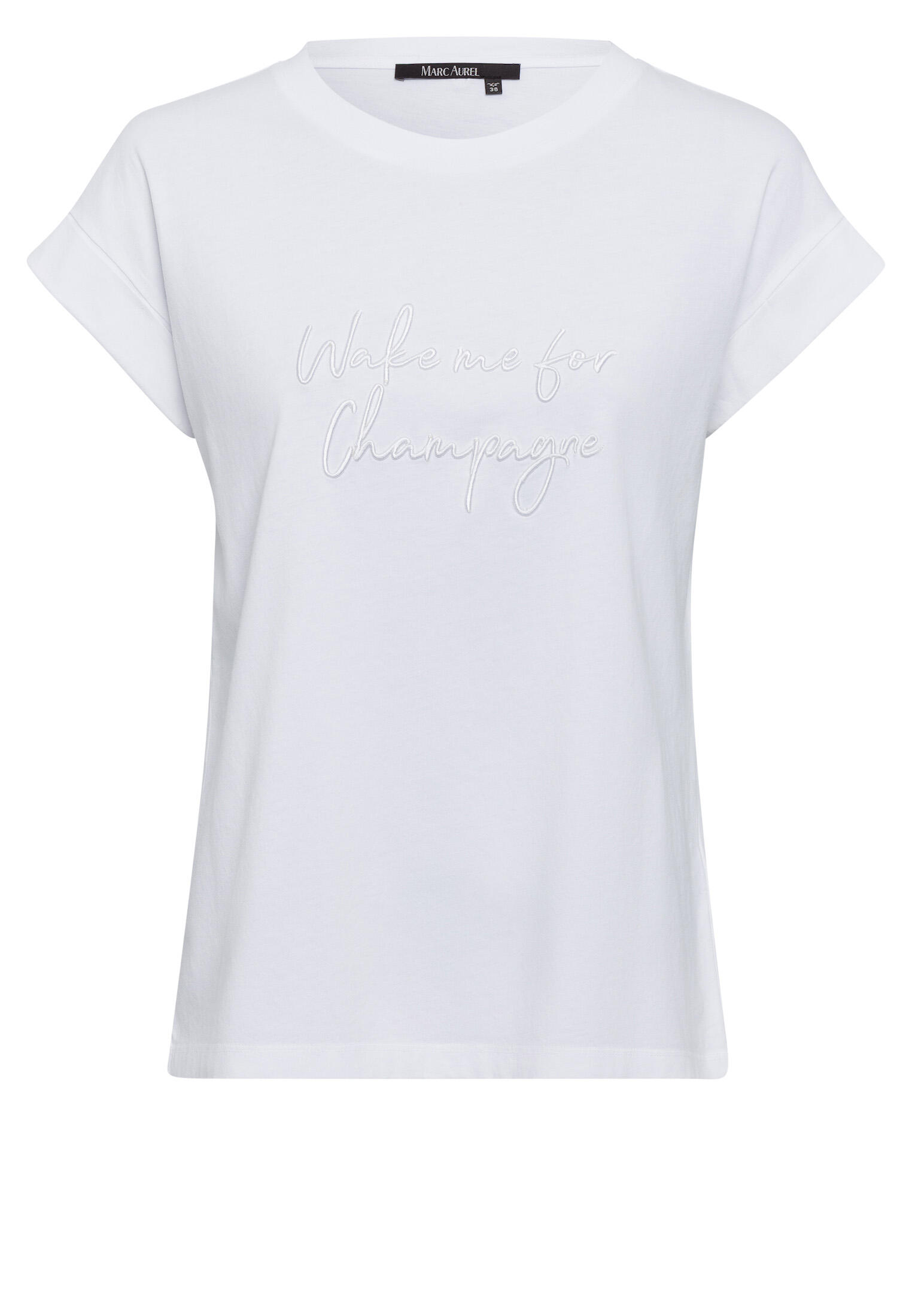 Marc Aurel - T-Shirt mit Wake me for Champagne Stickerei white - Gr. - 40 von Marc Aurel