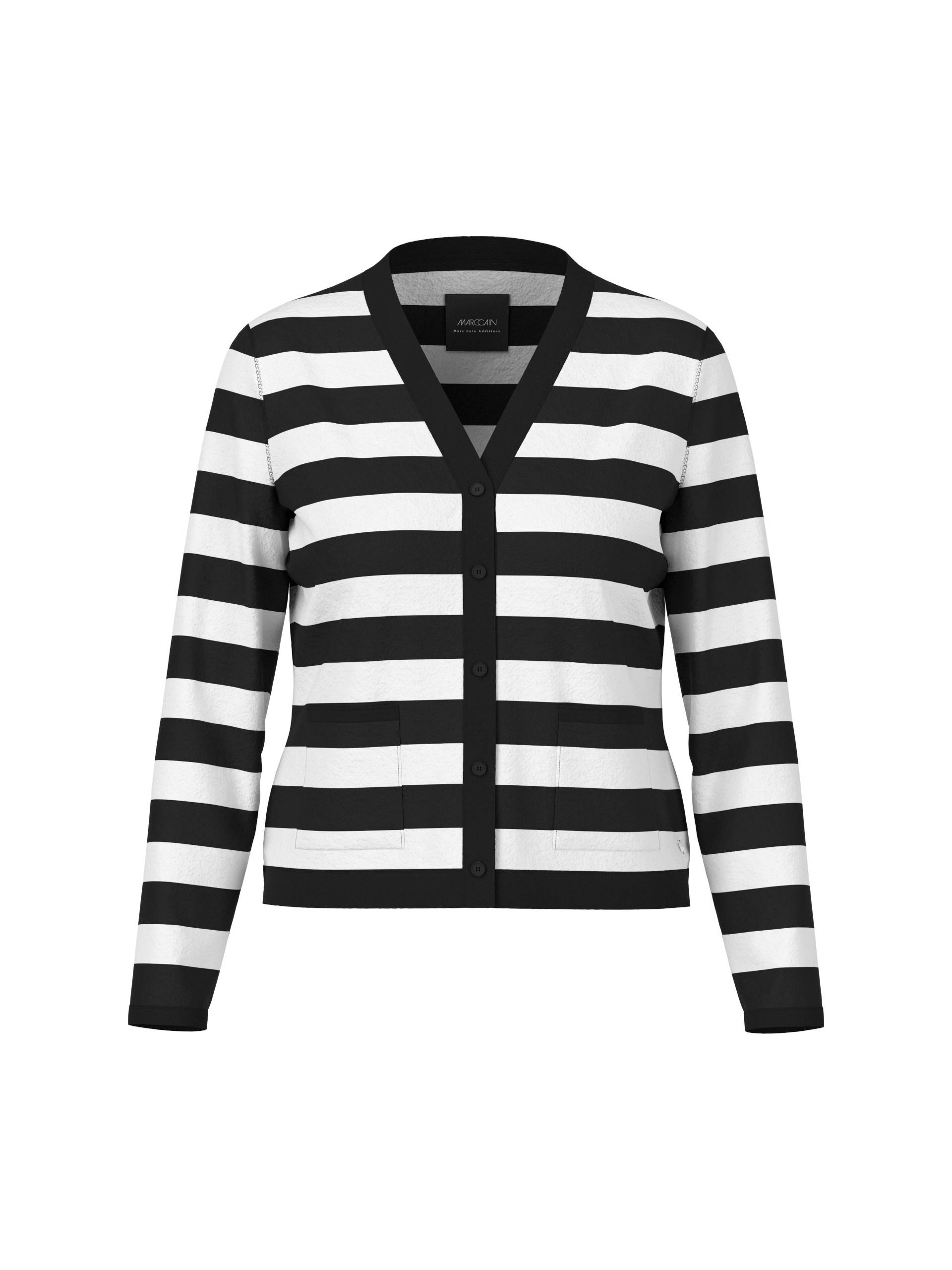 Marc Cain Additions - Gestreifter Cardigan Rethink Together white and black - Gr. - 40 von Marc Cain Additions