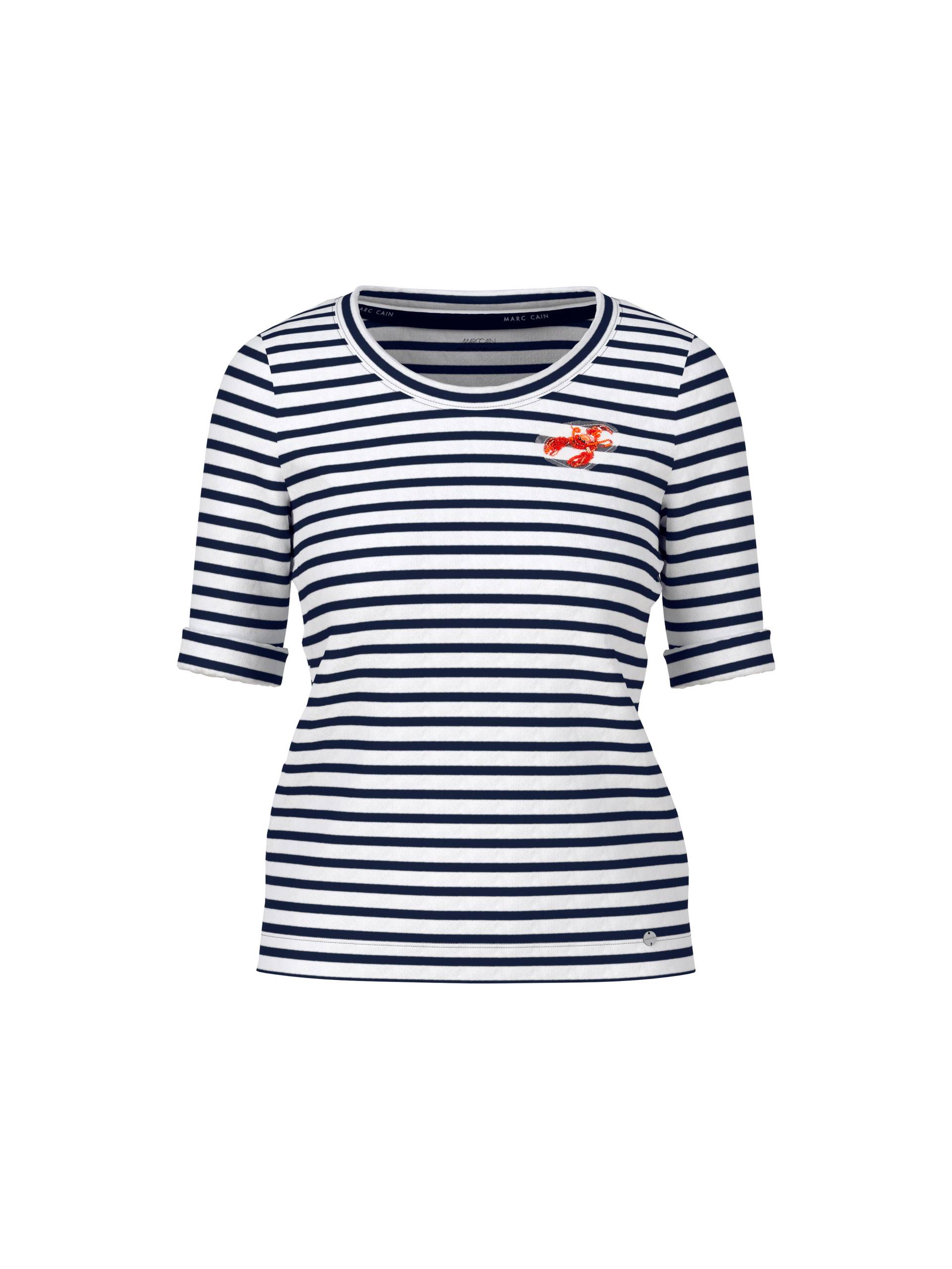 Marc Cain Additions - Gestreiftes T-Shirt in Cotton-Ripp navy - Gr. - 44 von Marc Cain Additions