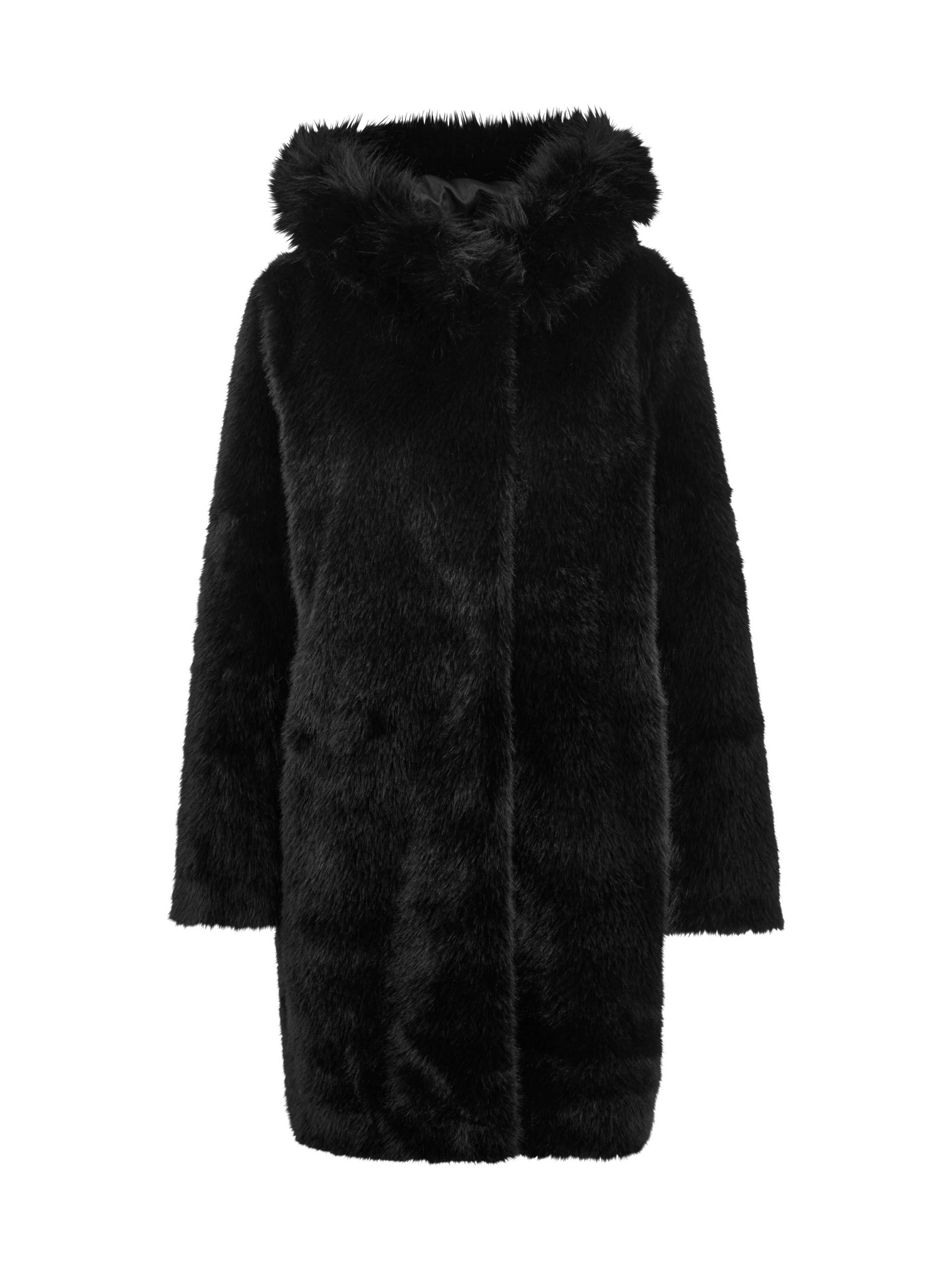 Marc Cain Additions - Mantel aus Fake Fur mit Kapuze black - Gr. - 38 von Marc Cain Additions