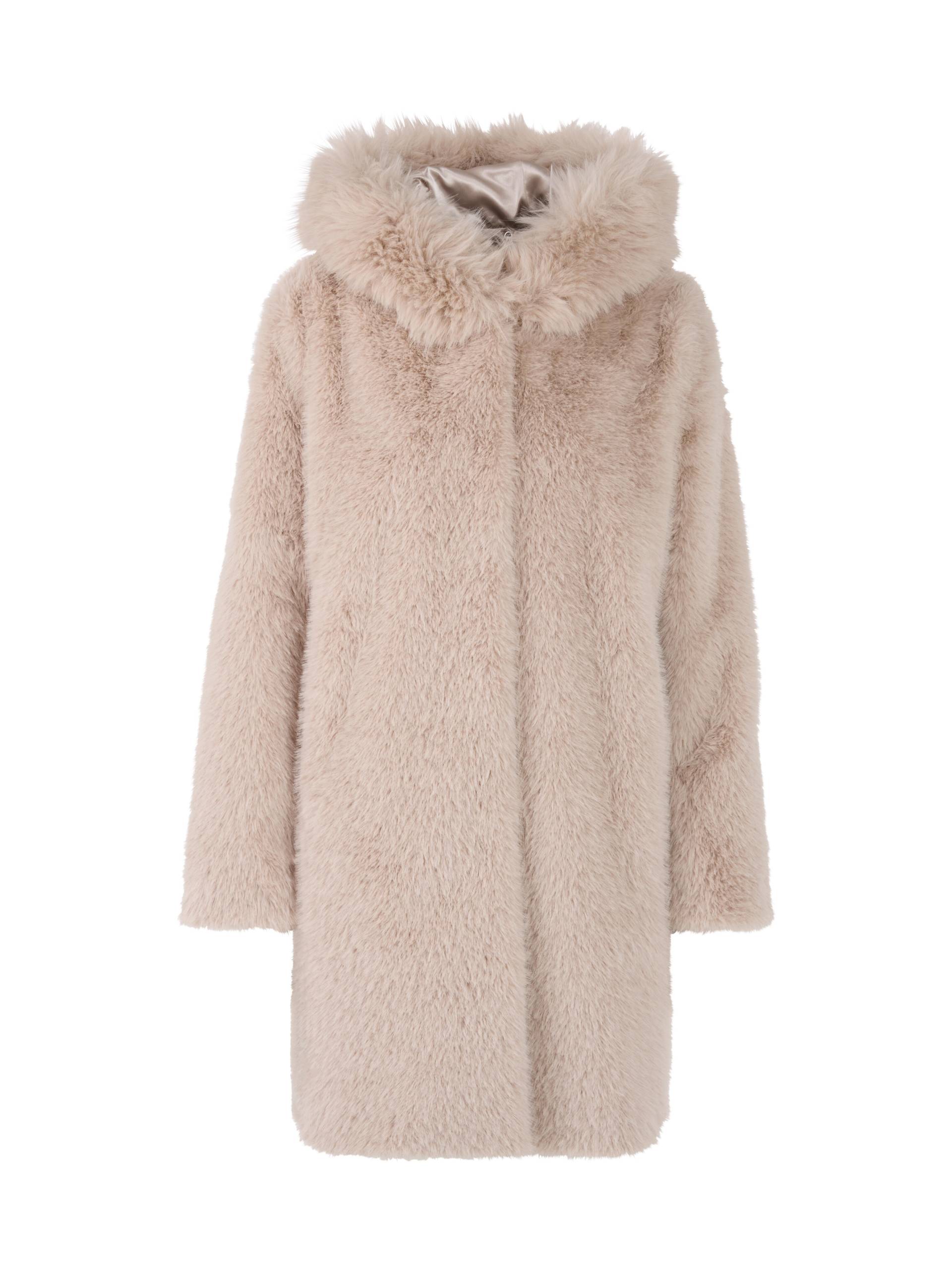 Marc Cain Additions - Mantel aus Fake Fur mit Kapuze warm stone - Gr. - 44 von Marc Cain Additions