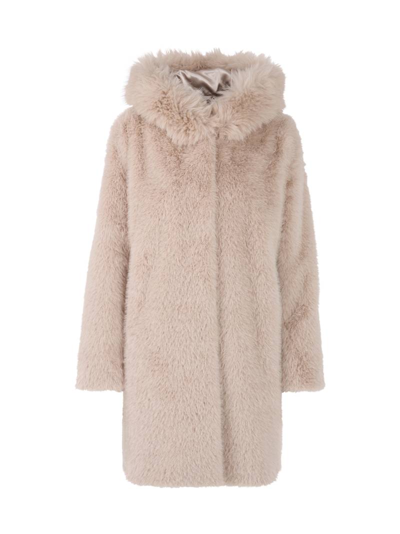 Marc Cain Additions - Mantel aus Fake Fur mit Kapuze warm stone - Gr. - 46 von Marc Cain Additions
