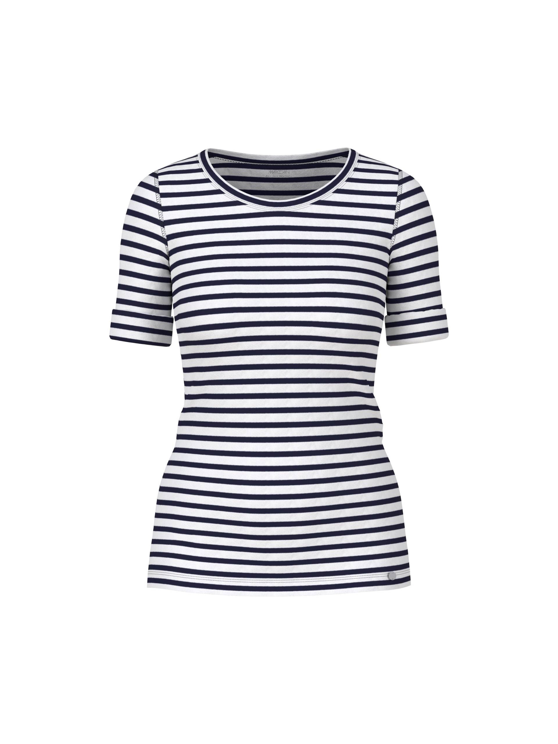 Marc Cain Additions - Ringel-T-Shirt aus Baumwoll-Ripp midnight blue - Gr. - 44 von Marc Cain Additions