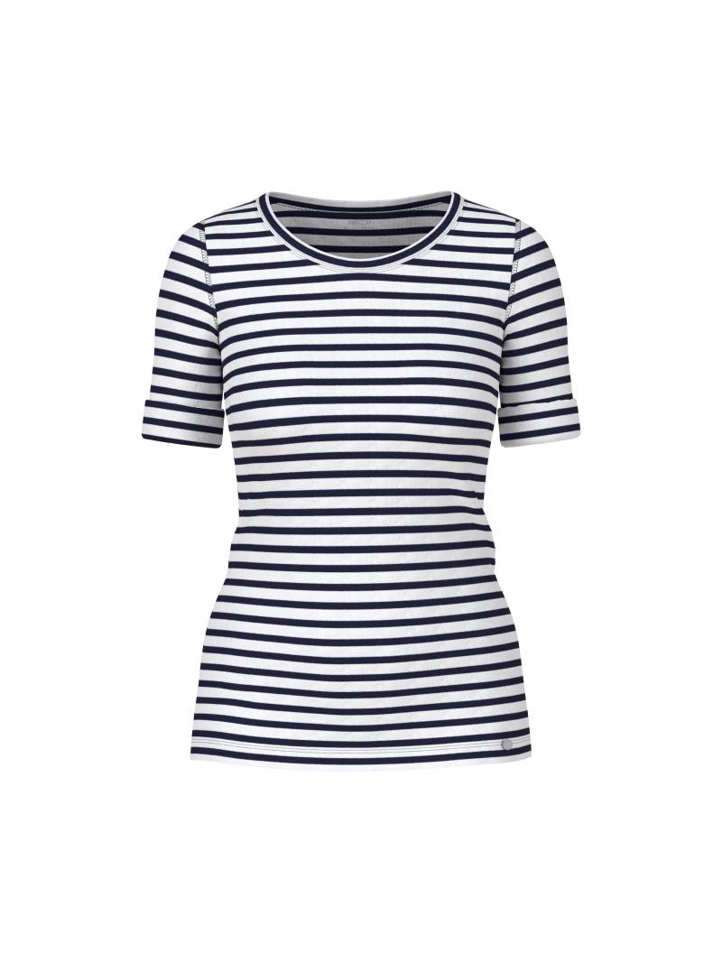 Marc Cain Additions - Ringel-T-Shirt aus Baumwoll-Ripp midnight blue - Gr. - 44 von Marc Cain Additions