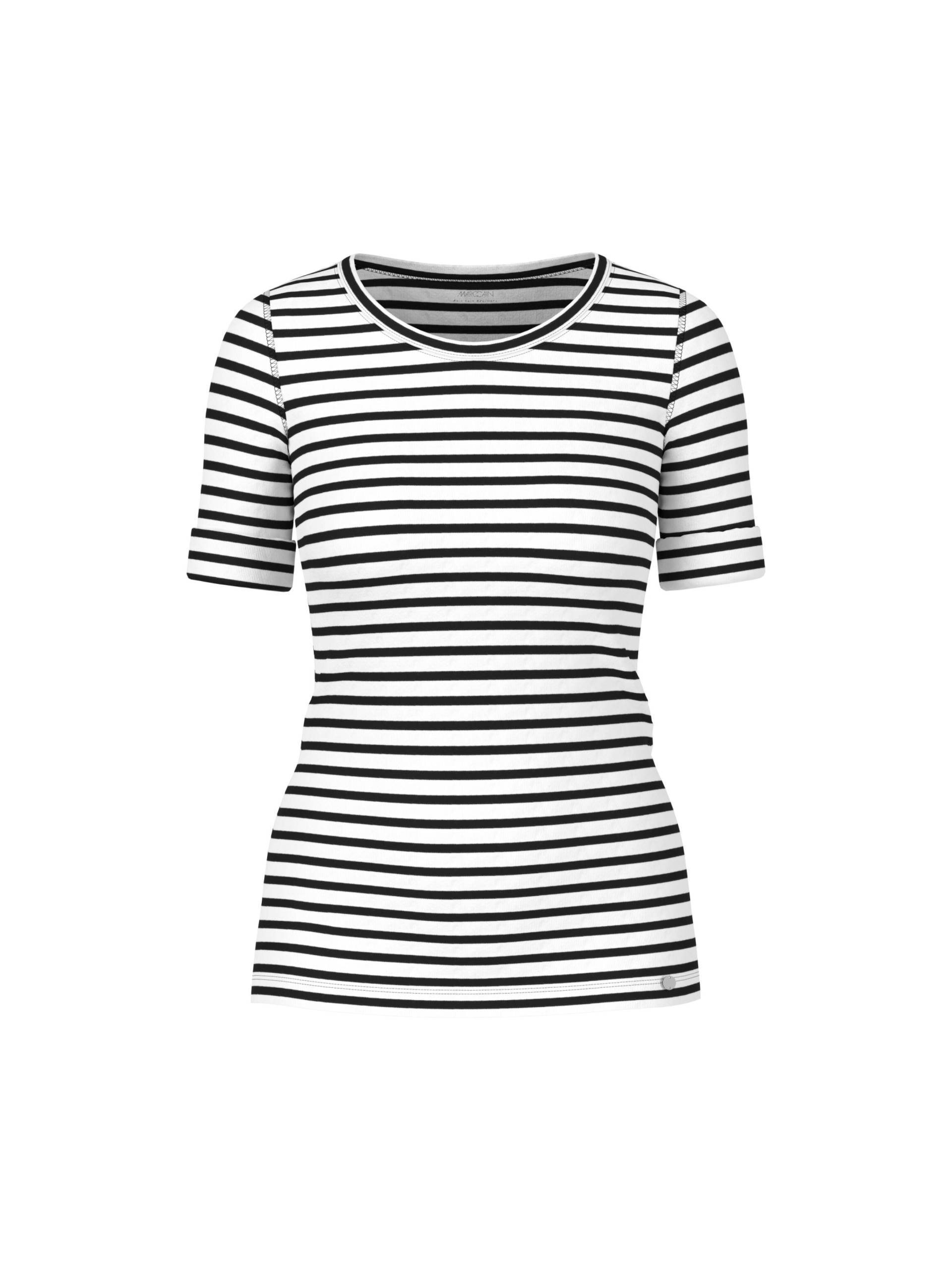 Marc Cain Additions - Ringel-T-Shirt aus Baumwoll-Ripp white and black - Gr. - 40 von Marc Cain Additions