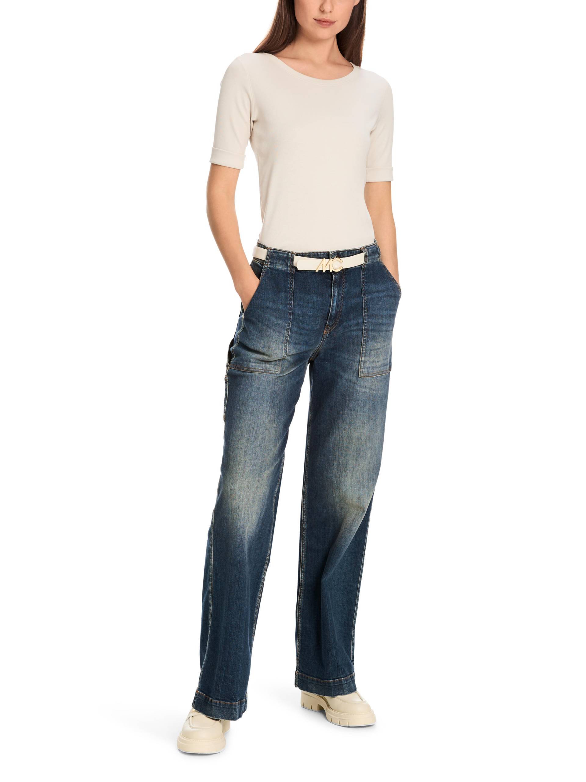 Marc Cain Additions - Schmal geschnittenes T-Shirt mit 3/4-Arm smoke - Gr. - 36 von Marc Cain Additions