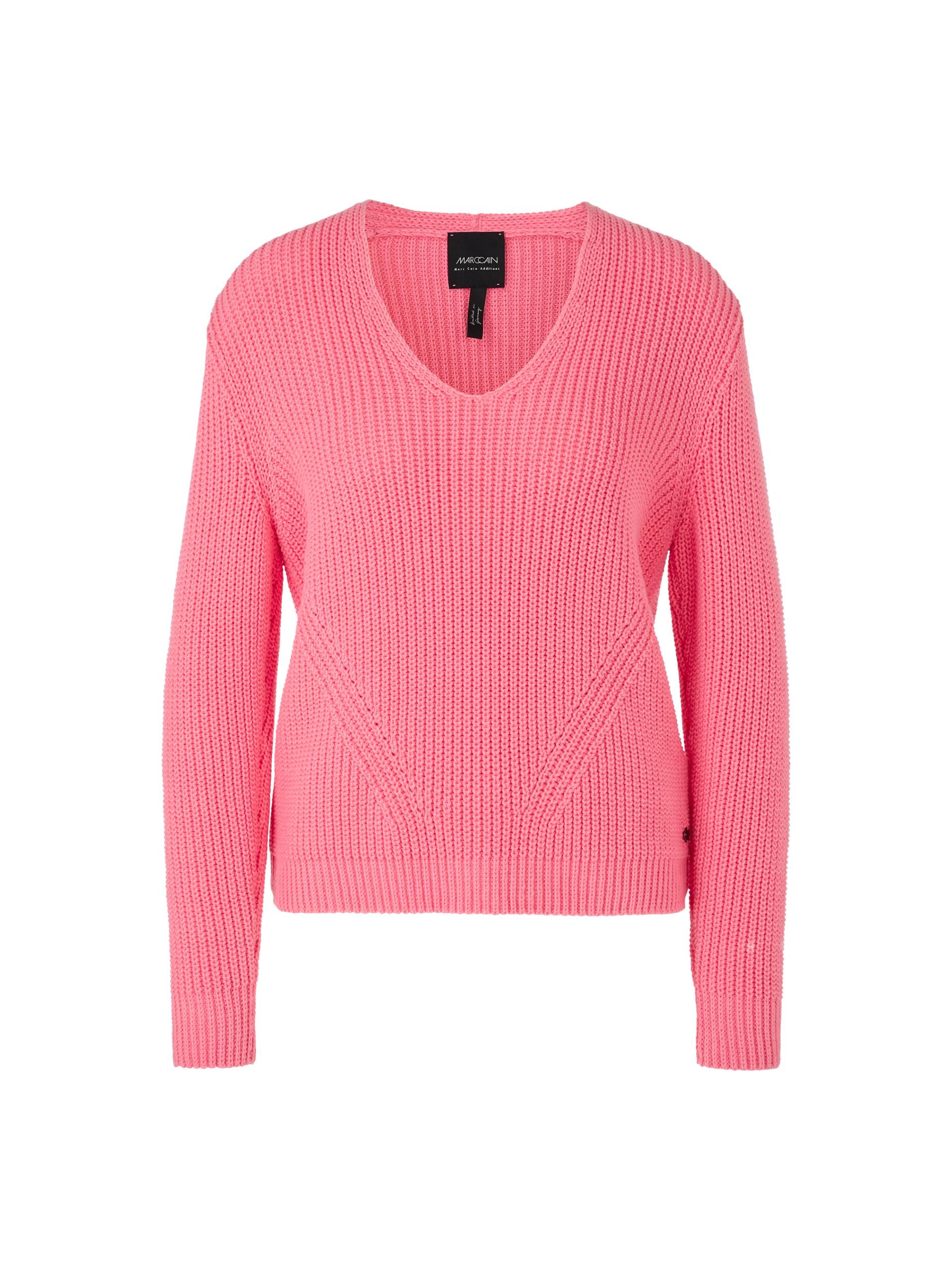 Marc Cain Additions - Sweater mit V-Neck Knitted in Germany bright candy pink - Gr. - 42 von Marc Cain Additions