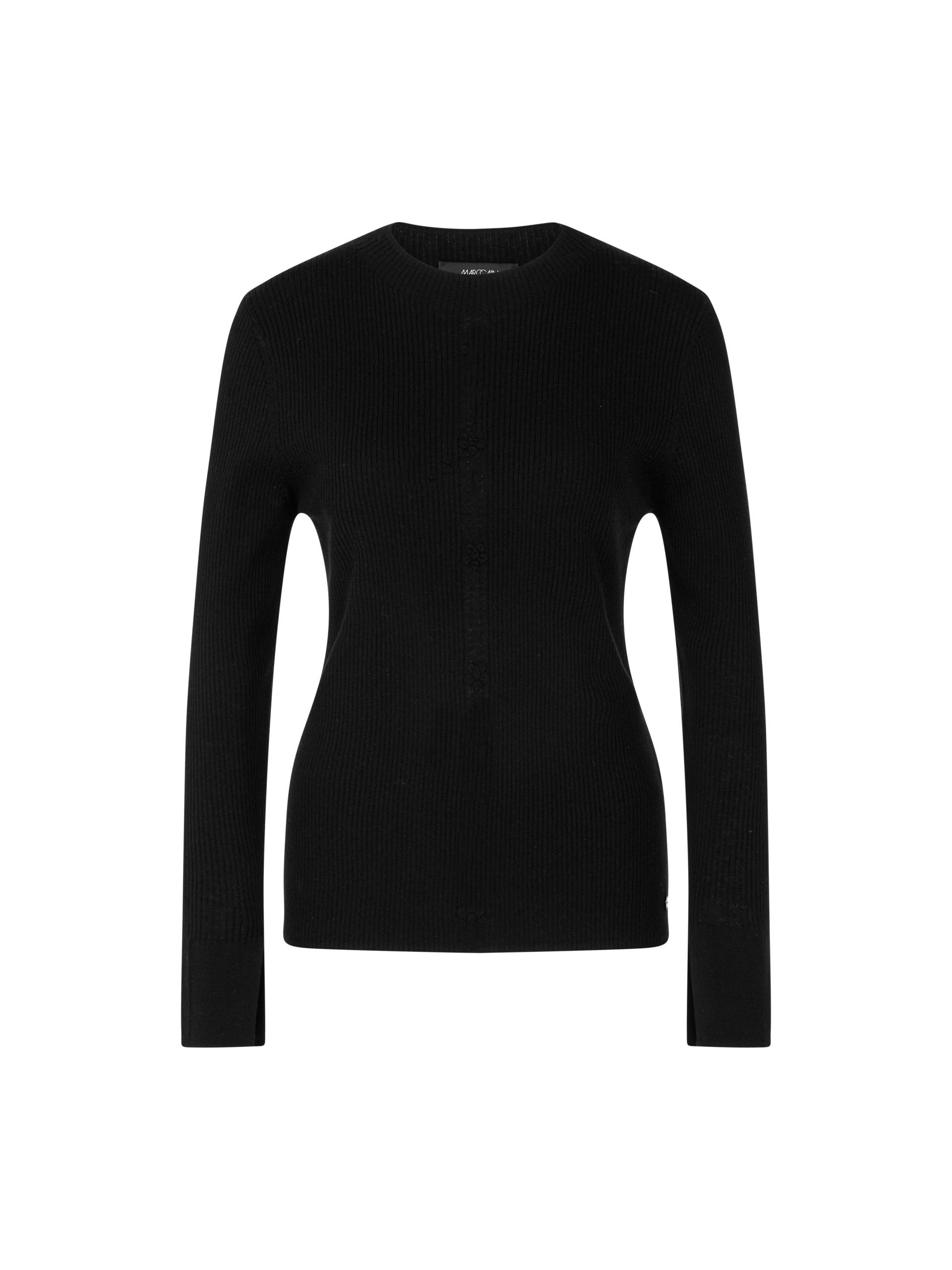 Marc Cain Collections - Elegantes Longsleeve mit Blumenelement black - Gr. - 42 von Marc Cain Collections