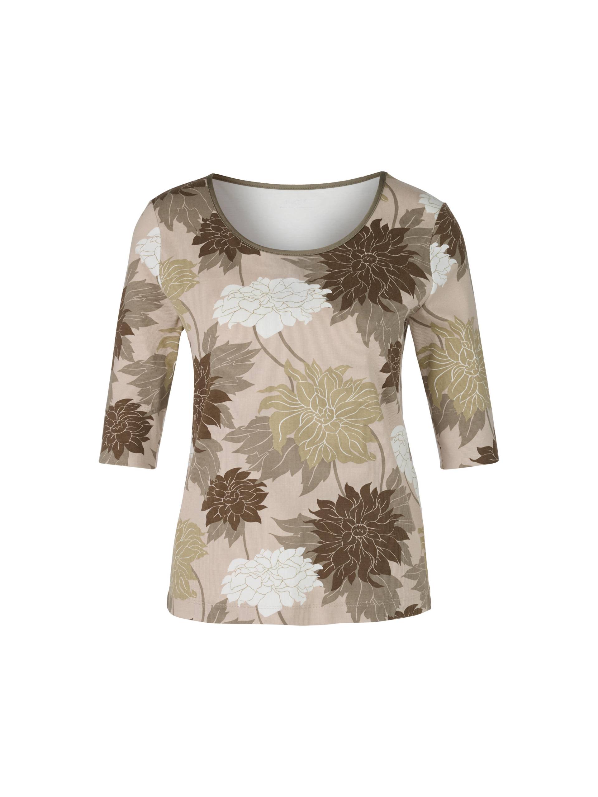 Marc Cain Collections - Florales Rippen-T-Shirt deep pearl - Gr. - 40 von Marc Cain Collections