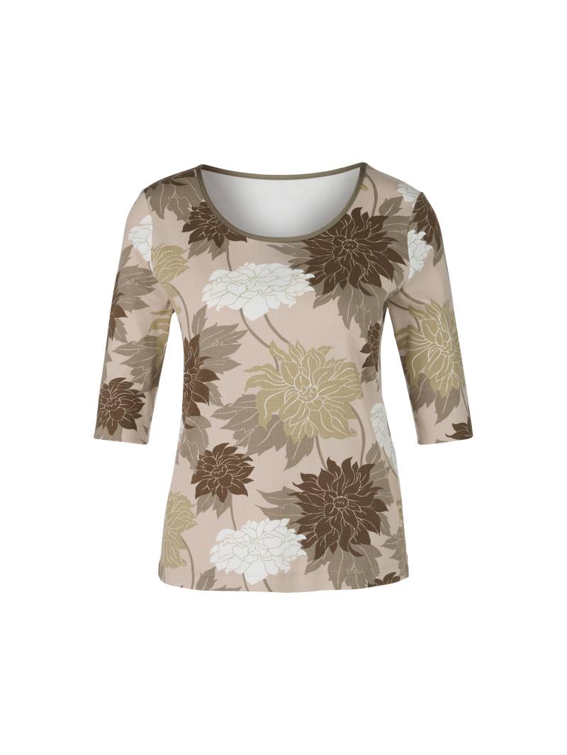 Marc Cain Collections - Florales Rippen-T-Shirt deep pearl - Gr. - 40 von Marc Cain Collections