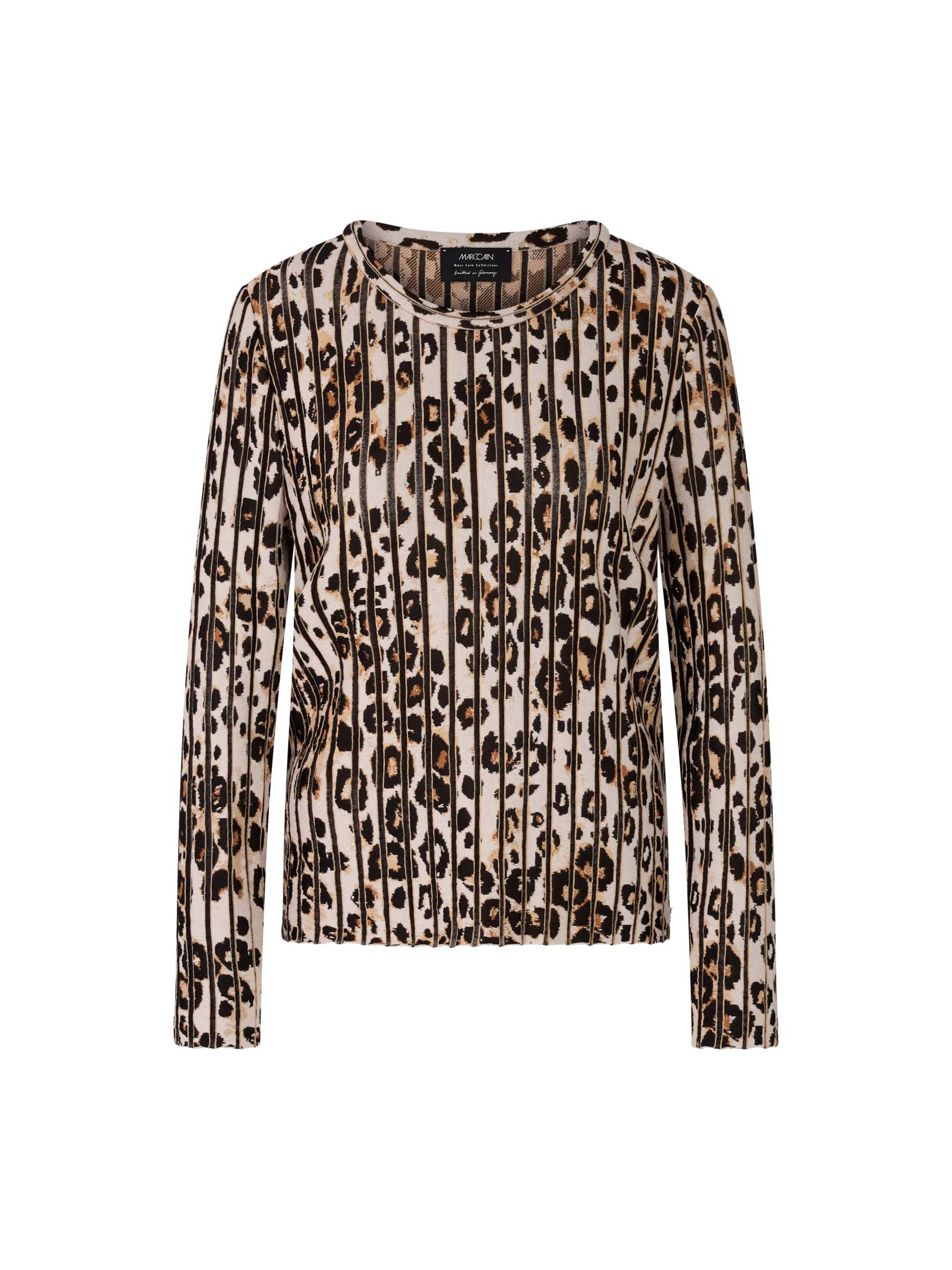 Marc Cain Collections - Gestreifter Leo-Pulli Knitted in Germany soft cappuccino - Gr. - 40 von Marc Cain Collections