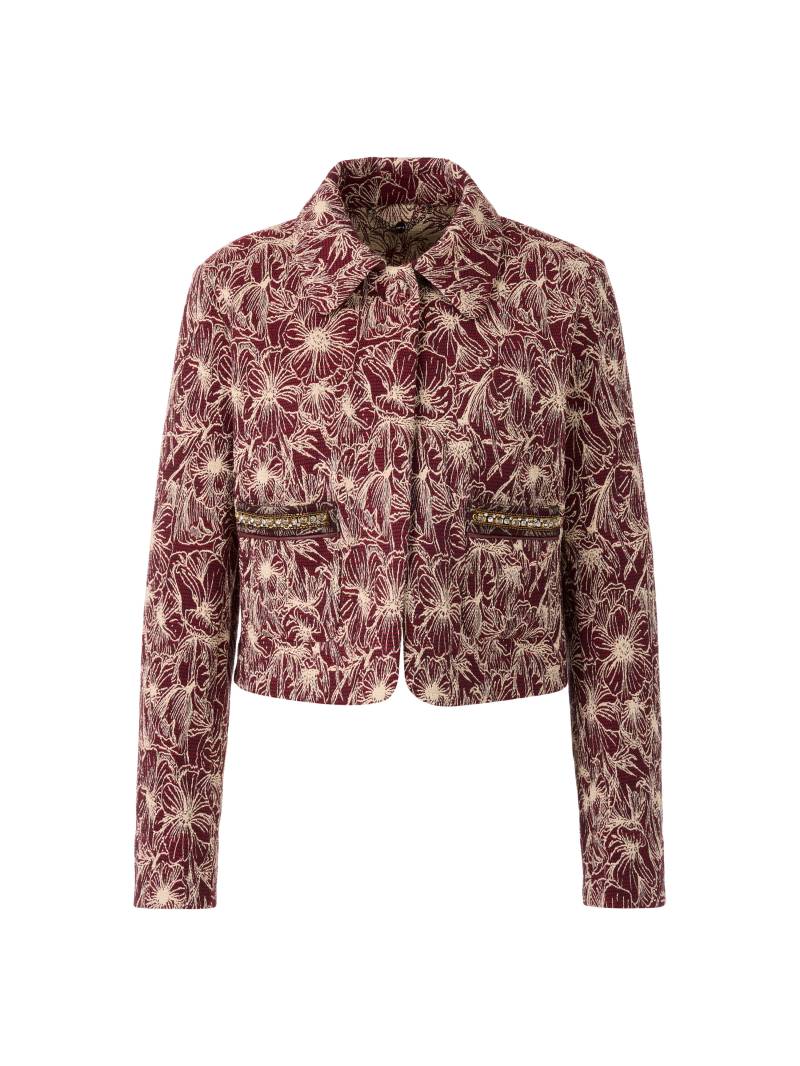 Marc Cain Collections - Kurze Jacke mit besticktem Blumenmuster bright maroon - Gr. - 44 von Marc Cain Collections