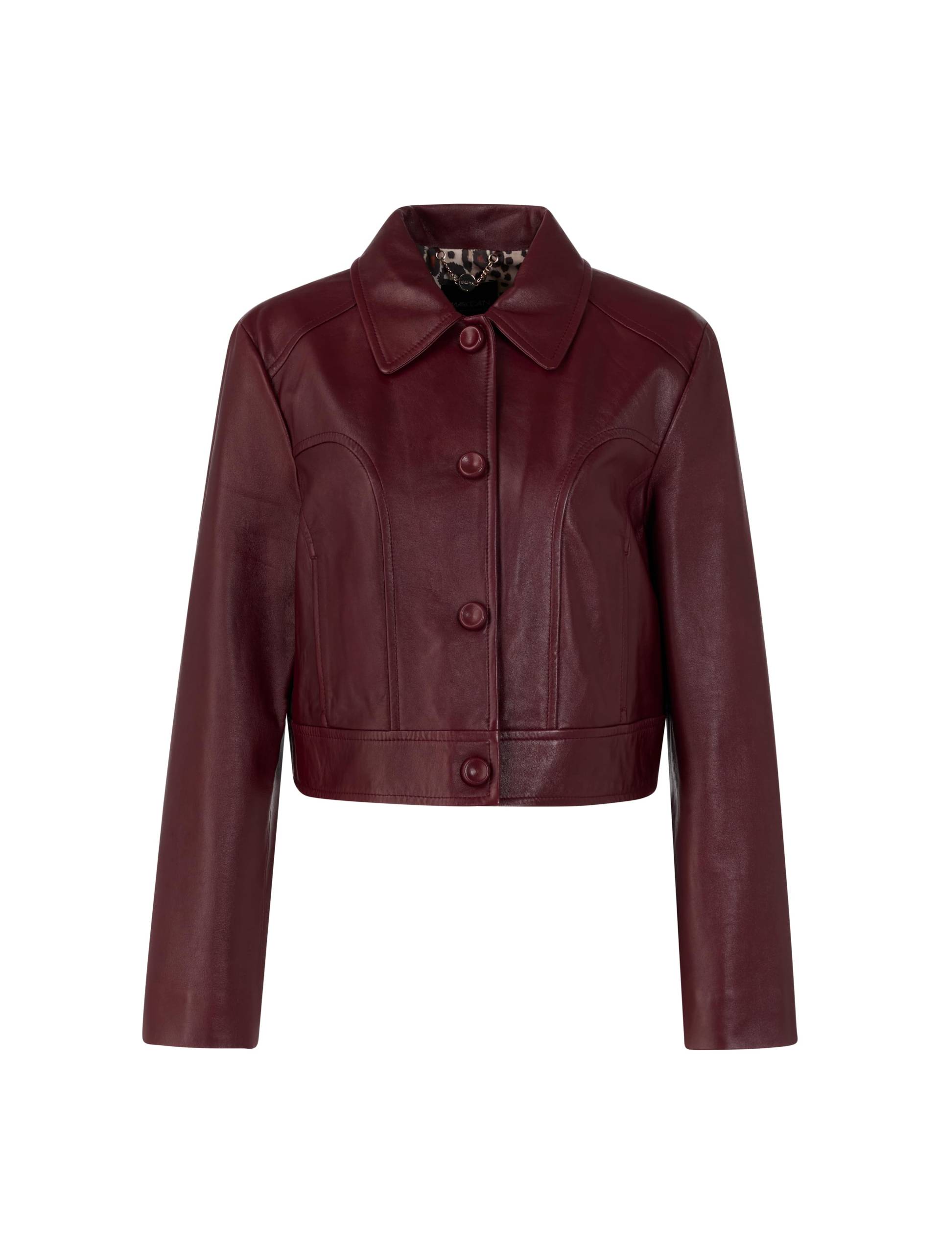 Marc Cain Collections - Kurze Lederjacke mit Kragen bright maroon - Gr. - 40 von Marc Cain Collections