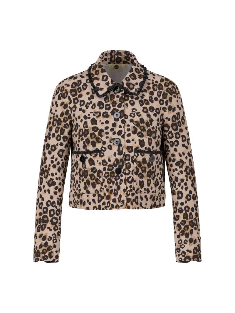 Marc Cain Collections - Kurze Leo-Print Jacke aus Scuba-Jersey soft cappuccino - Gr. - 38 von Marc Cain Collections