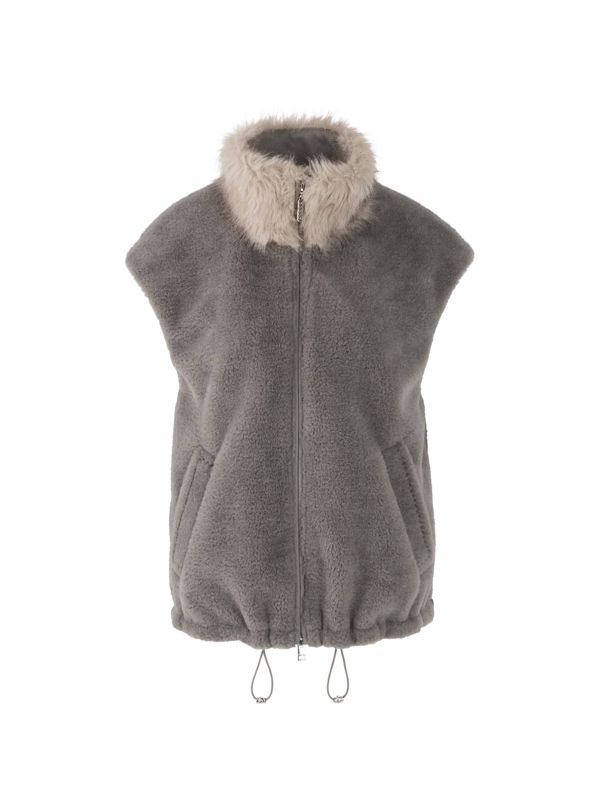 Marc Cain Collections - Kuschelige Weste mit Fake Fur Kragen soft charcoal - Gr. - 38 von Marc Cain Collections