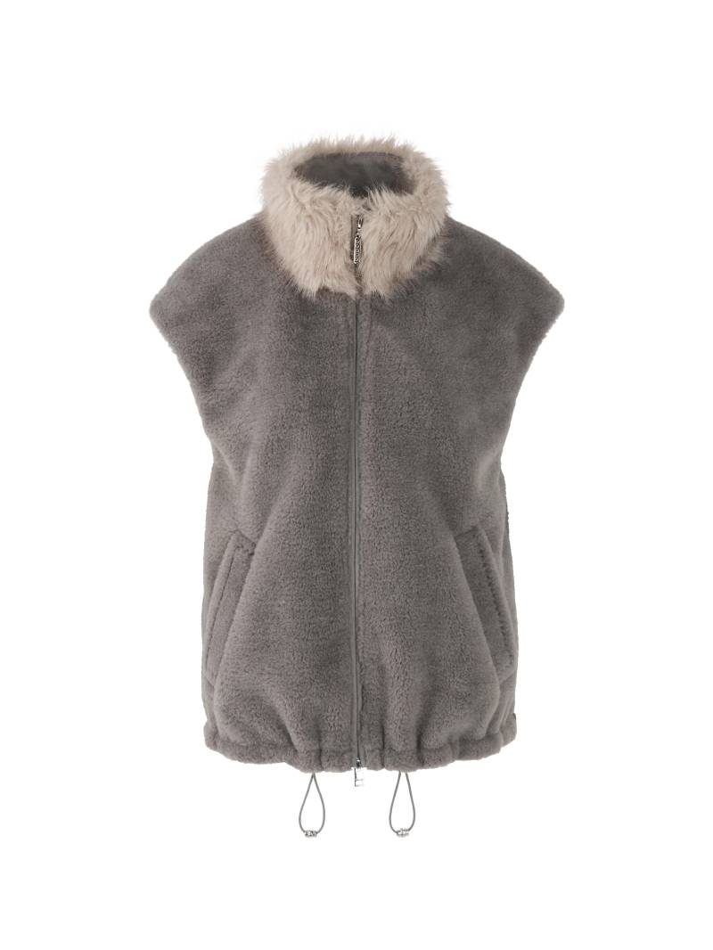 Marc Cain Collections - Kuschelige Weste mit Fake Fur Kragen soft charcoal - Gr. - 44 von Marc Cain Collections