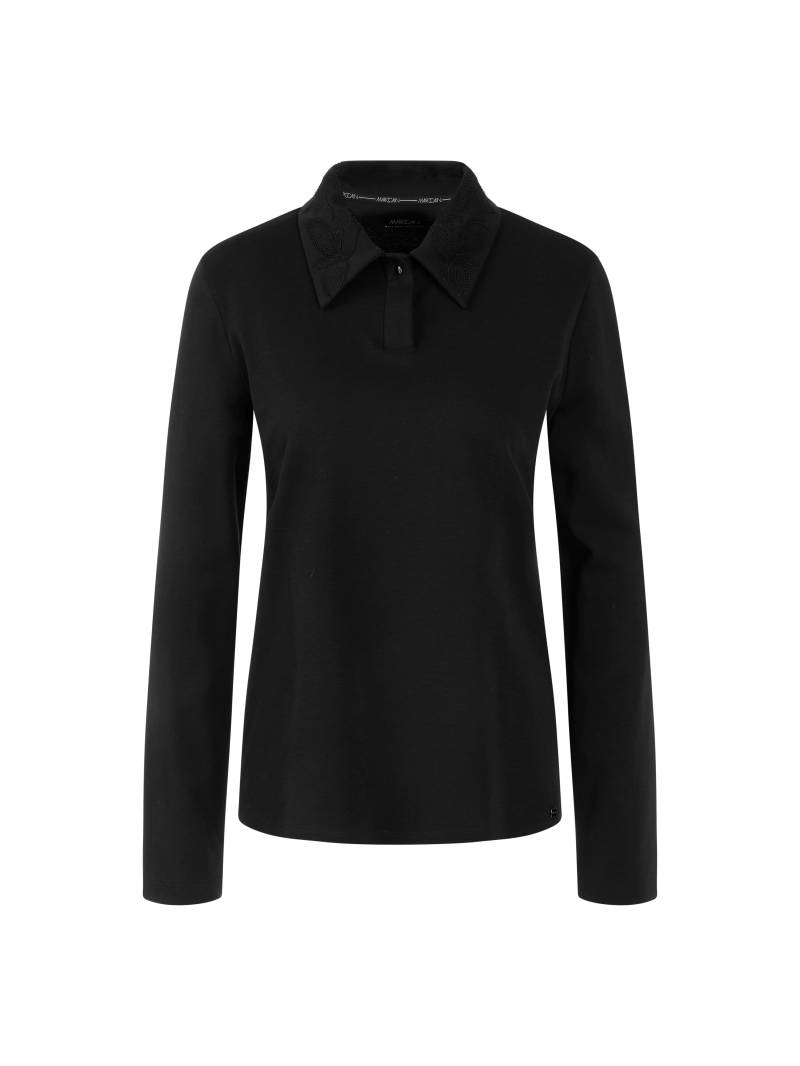 Marc Cain Collections - Langarm-Poloshirt aus Baumwolle black - Gr. - 40 von Marc Cain Collections