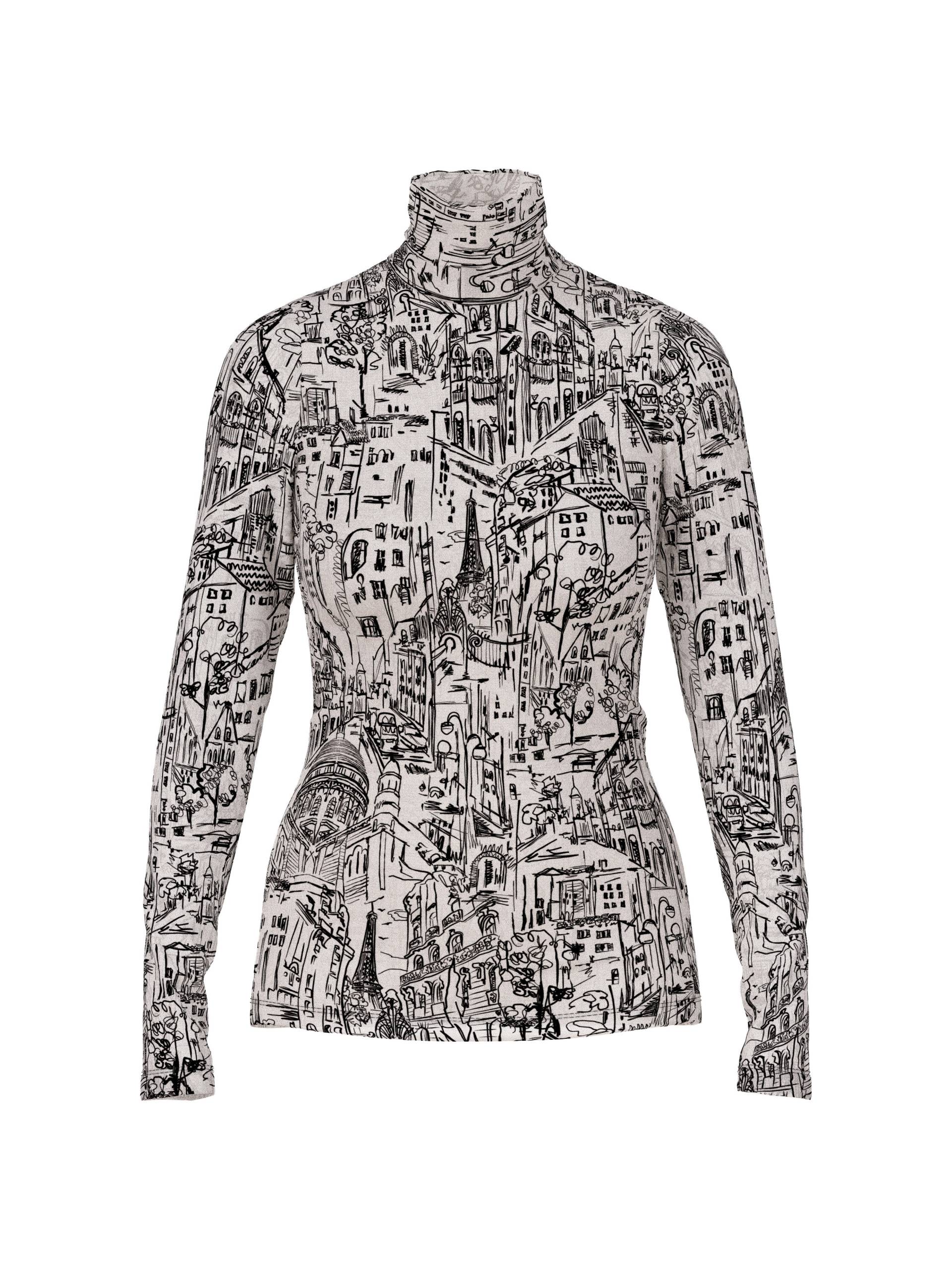 Marc Cain Collections - Longsleeve mit CITY-Motiv smoke - Gr. - 36 von Marc Cain Collections