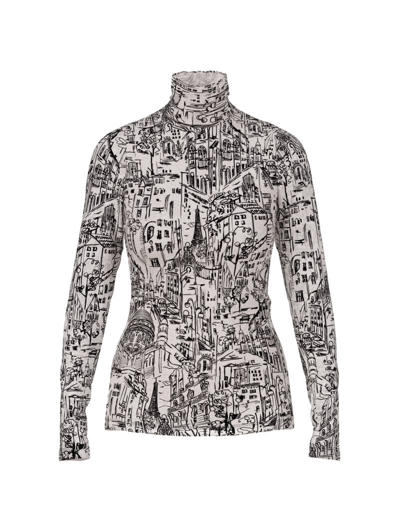 Marc Cain Collections - Longsleeve mit CITY-Motiv smoke - Gr. - 40 von Marc Cain Collections