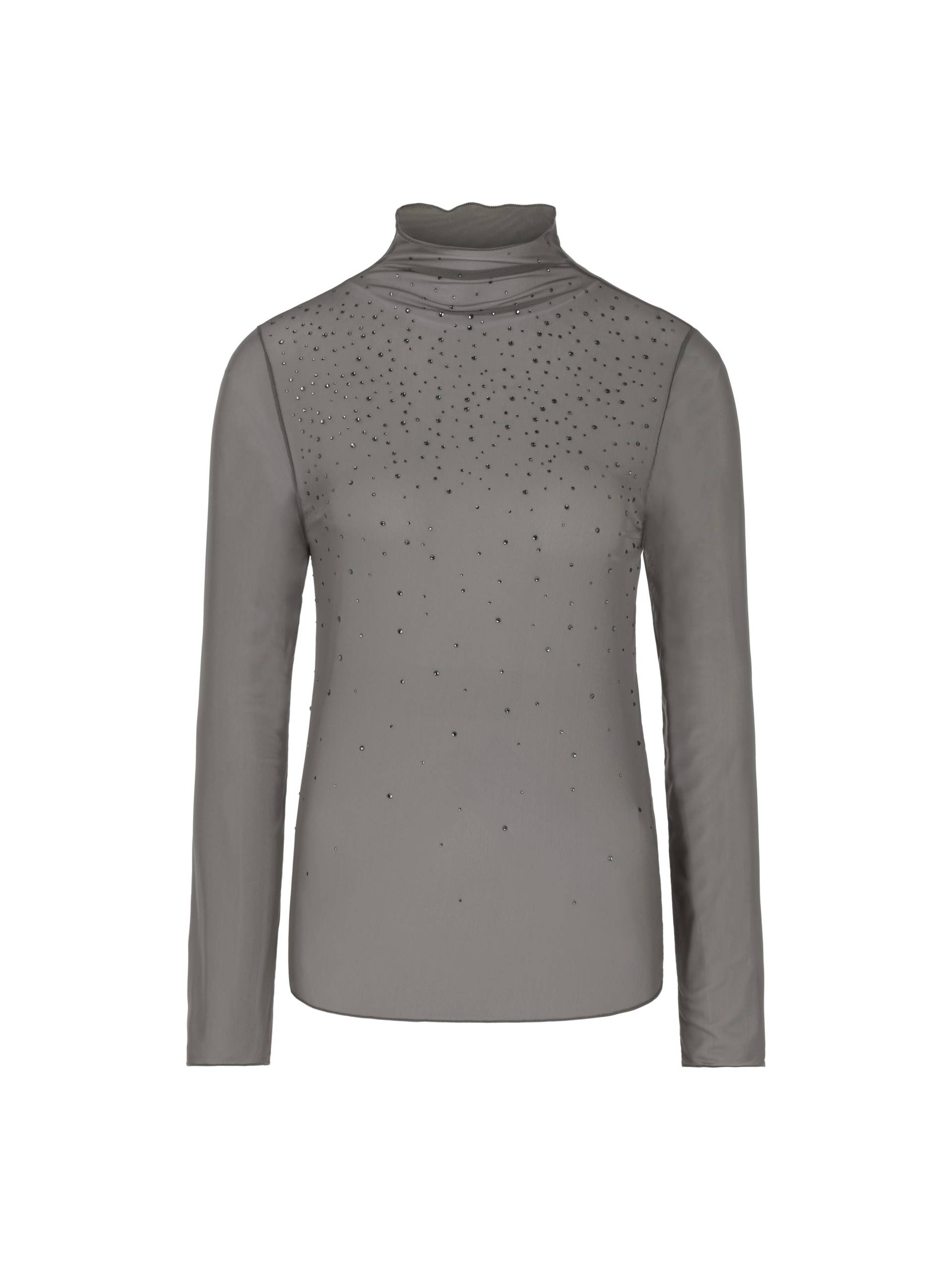 Marc Cain Collections - Mesh-Longsleeve mit Hotfixsteinchen soft charcoal - Gr. - 38 von Marc Cain Collections