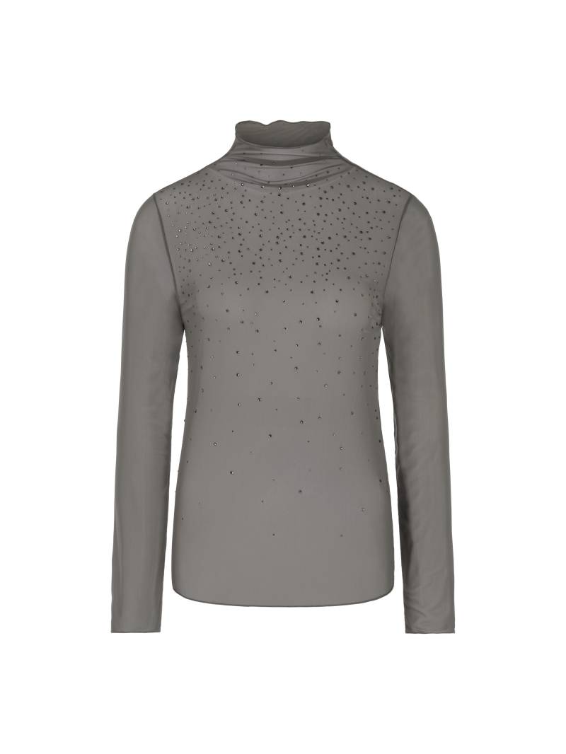 Marc Cain Collections - Mesh-Longsleeve mit Hotfixsteinchen soft charcoal - Gr. - 40 von Marc Cain Collections